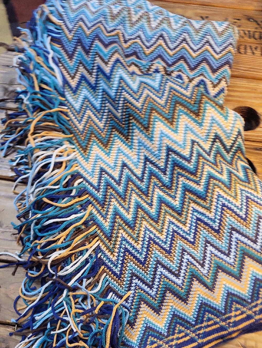 Blue Chevron Knit Throw Blanket - Unbranded